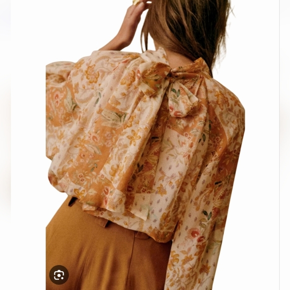 Sezane Solange Blouse In Camel Patchwork Size 4 - Picture 1 of 12